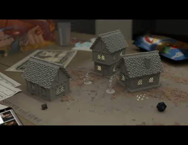 Medieval Houses with Lights 28mm — modelo 3D