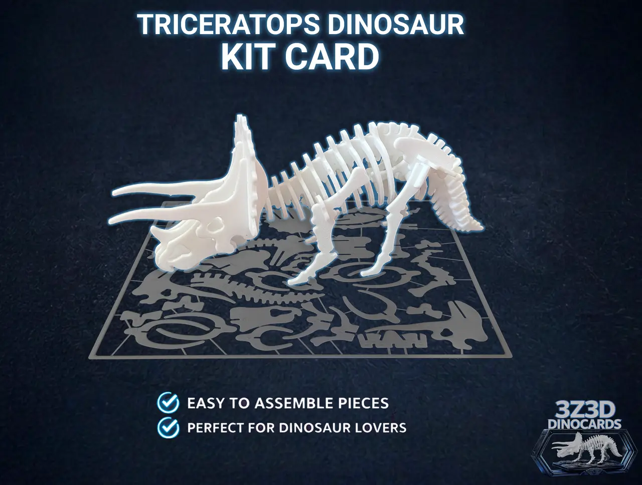 Triceratops Dinosaur Kit Card - DinoCards-CC BY-SA — modelo 3D