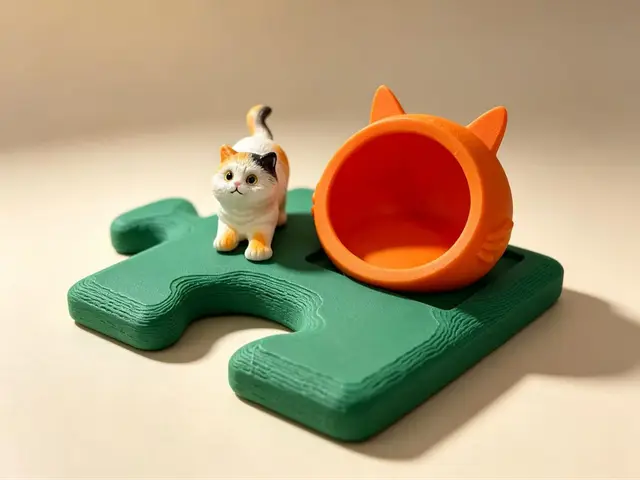 （圆形底猫窝）农场场景拼图配件 亲子场景教具DIY 猫窝可放大 — modelo 3D