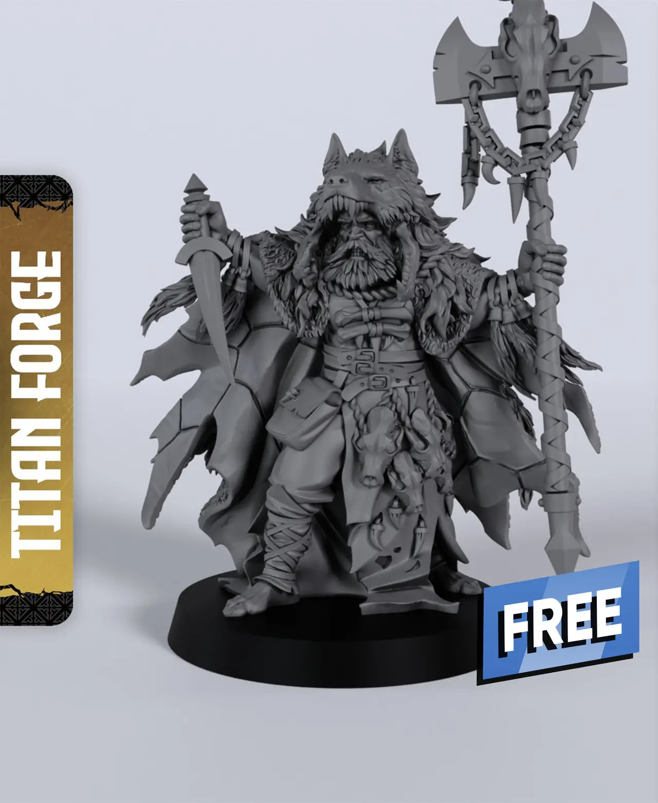 Wolf Order Priest - With Free Dragon - 5e DnD Inspired for RPG and Wargamers — modelo 3D
