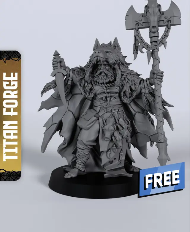 Wolf Order Priest - With Free Dragon - 5e DnD Inspired for RPG and Wargamers — modelo 3D