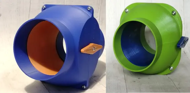 100mm / 4" Truncated & Full-Size Ball Valve Type Non-Clog Blast Gate for Workshop Dust Extraction Network — modelo 3D