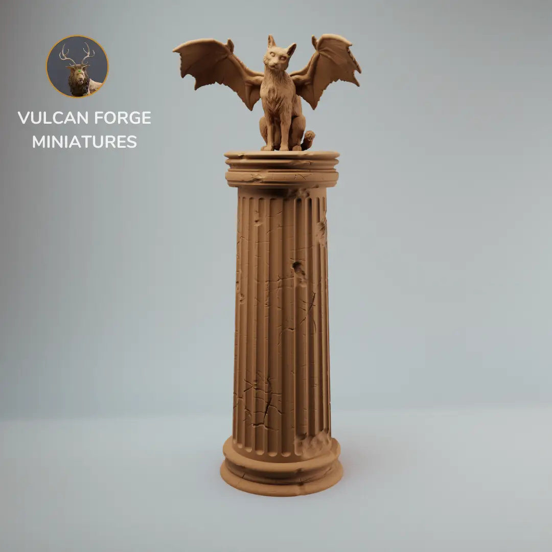 Flying Cat on Pillar DND miniature - Pre Supported — modelo 3D