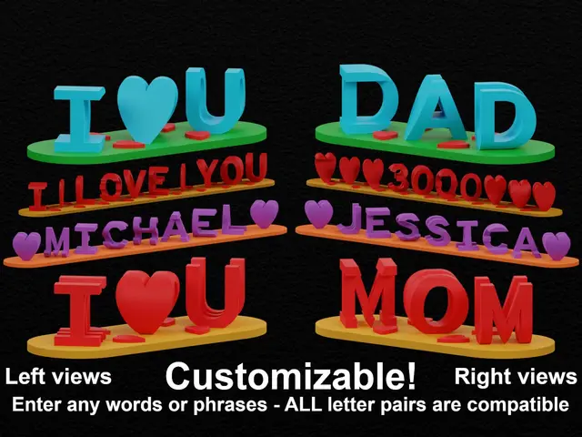 Dual Letter Blocks Illusion Customizer — modelo 3D