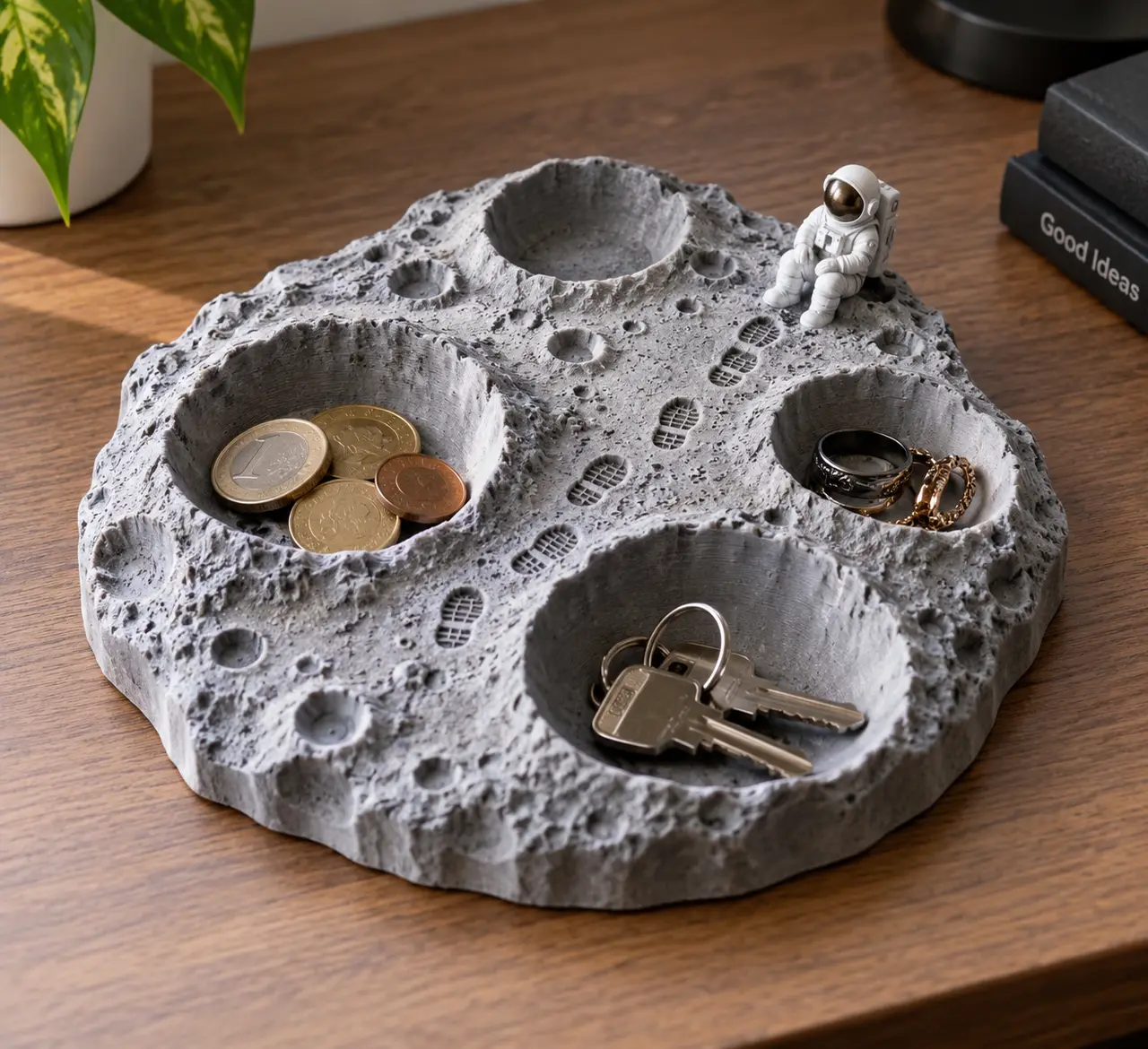 Moon Surface Tealight Tray with Astronaut — modelo 3D