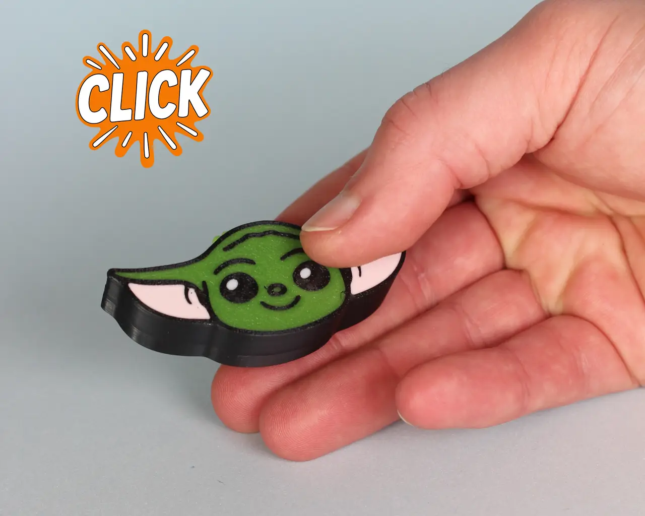 Baby Yoda Fidget Clicker – A Galactic Fidget Friend - Keychain — modelo 3D