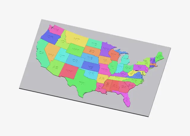 US States Puzzle (48 contiguous states) with Tray — modelo 3D