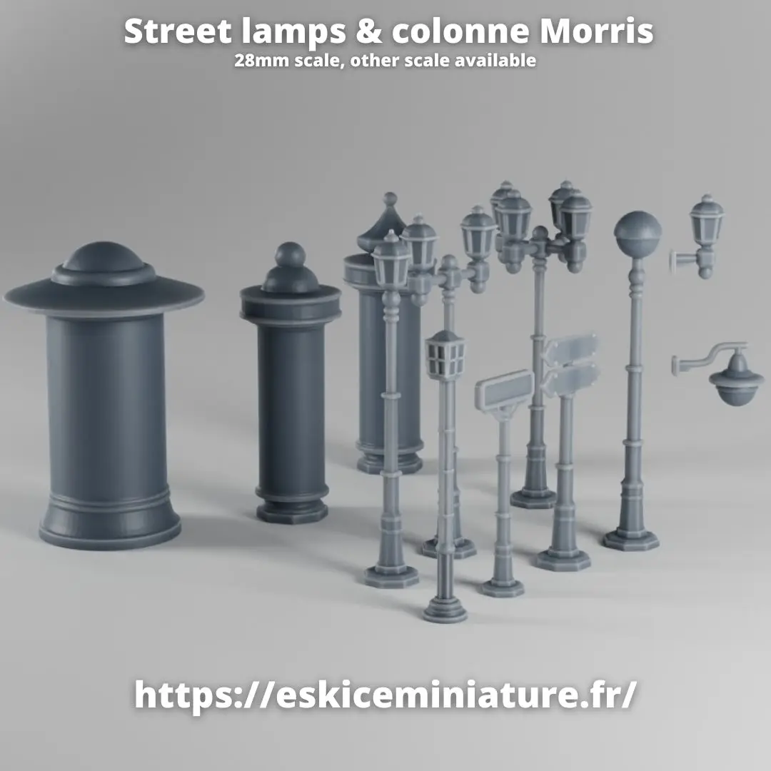 Street lamps & colonne Morris - 28mm — modelo 3D