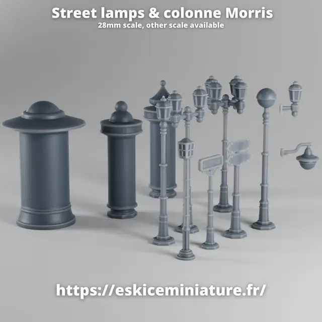 Street lamps & colonne Morris - 28mm — modelo 3D