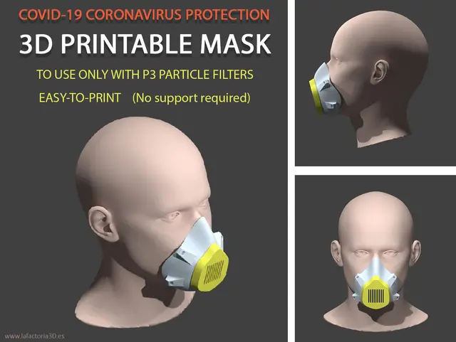 COVID-19 MASK (Easy-to-print, no support, filter required) — modelo 3D