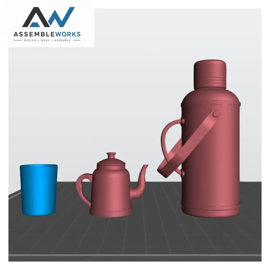 Miniature Thermos, Teapot & Cup Set – 1/12 Scale STL — modelo 3D