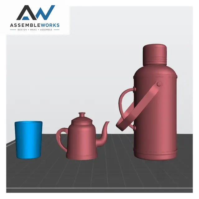 Miniature Thermos, Teapot & Cup Set – 1/12 Scale STL — modelo 3D