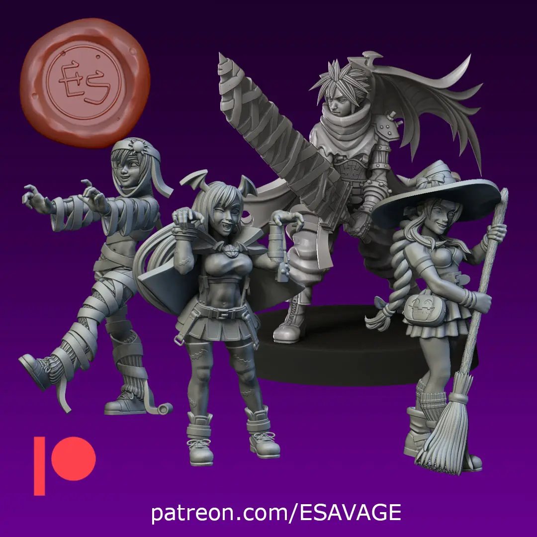 Halloween Costumes FFVII - 32mm Miniatures — modelo 3D