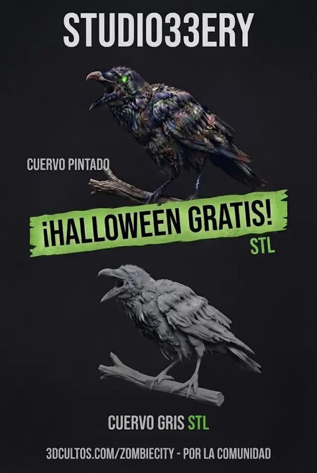 ZOMBIECITY - Cuervo Zombi / Zombie Raven (STL Gratis Free para la comunidad) STUDIO33ERY — modelo 3D