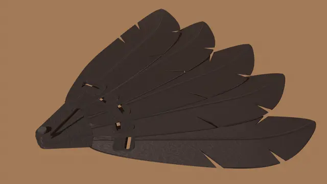 Functional Feather fan — modelo 3D