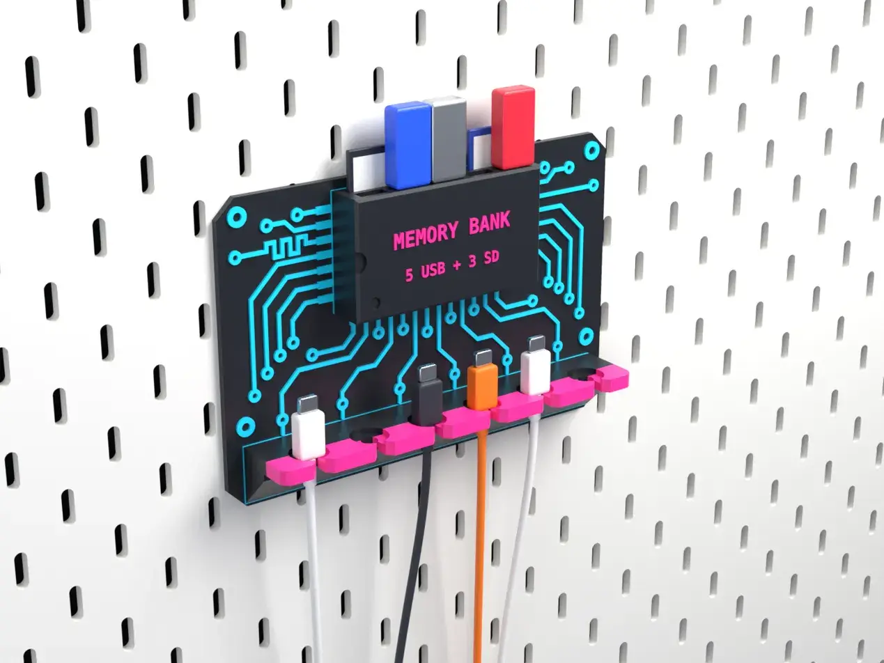 Neon Circuit Cable Dock with Memory Bank — modelo 3D