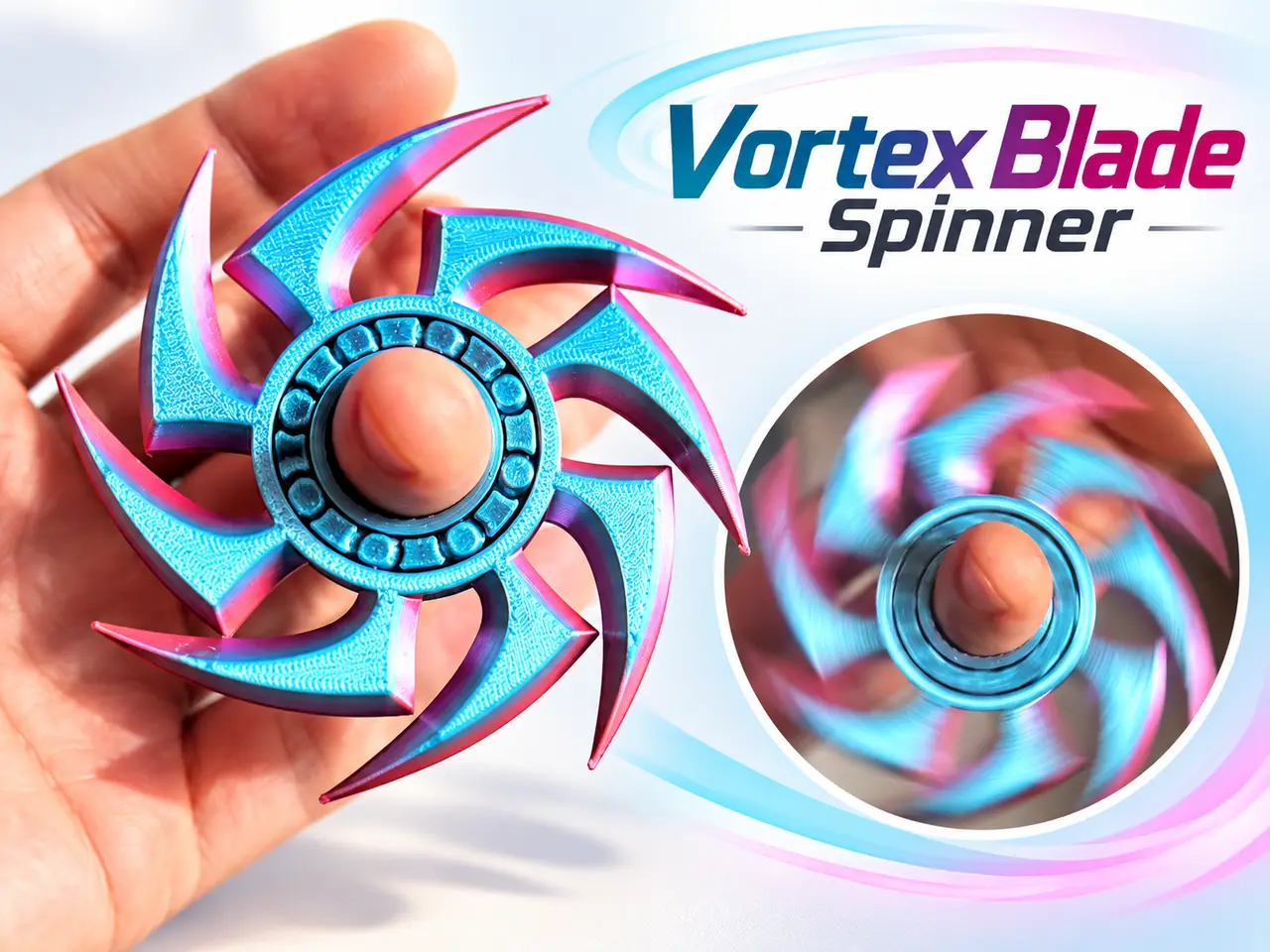 Vortex Blade Spinner – Print-in-Place Fidget — modelo 3D