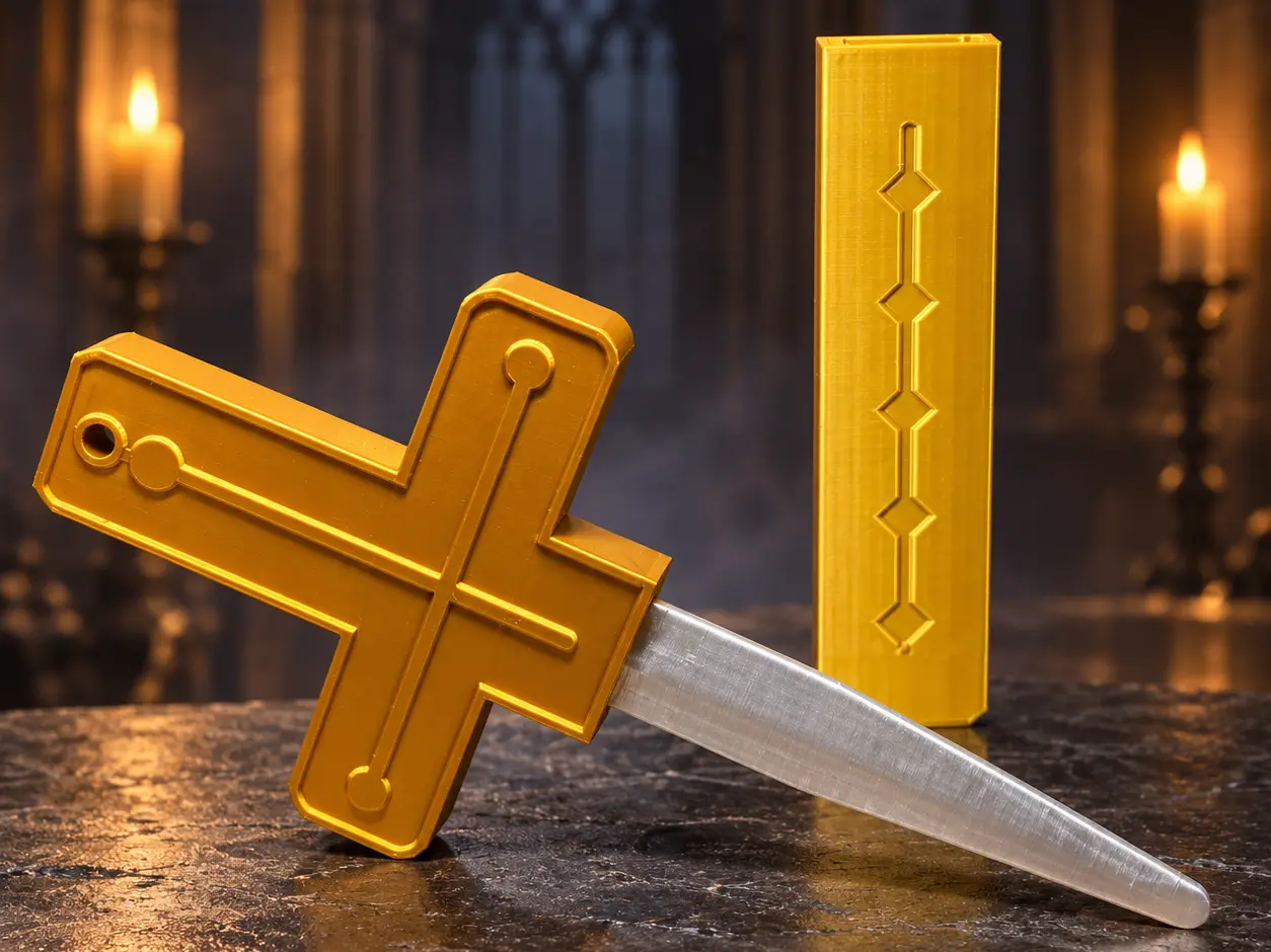 Halloween-Kreuzdolch mit Scheide — modelo 3D