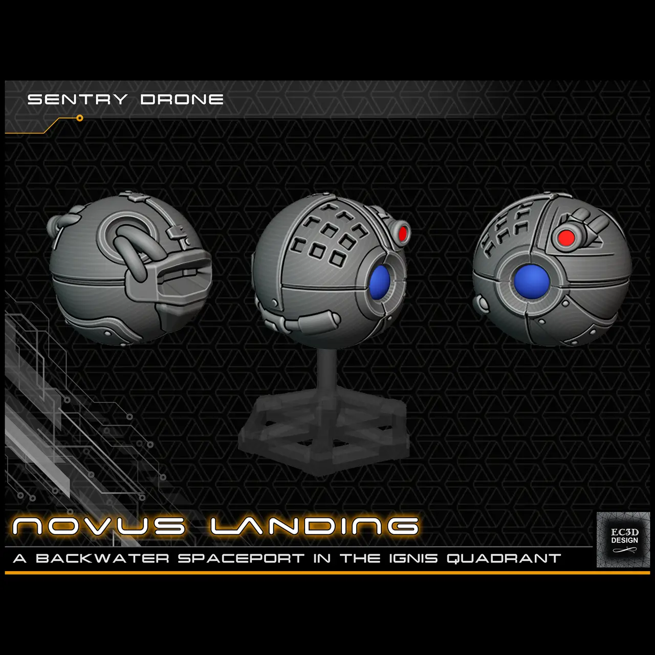 Sci-fi Sentry Ball Drone [Support-free] — modelo 3D