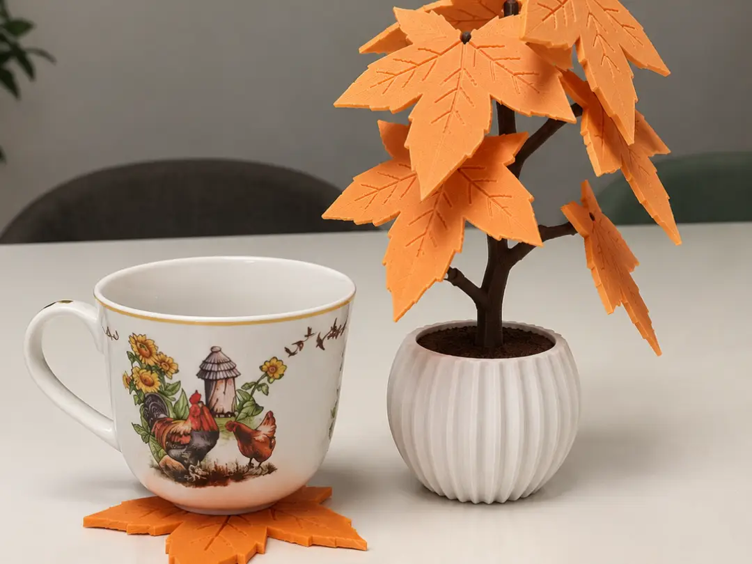 Maple Tree Coasters - 7 Removable Leaf Coasters — modelo 3D