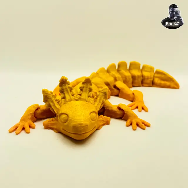 Very cute Axolotl - ARTICULATED - NO SUPPORTS - PRINT IN PLACE — modelo 3D
