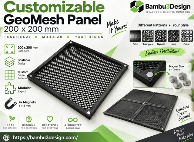 Customizable GeoMesh Panel 200x200 – Magnetic Modular Panel — modelo 3D