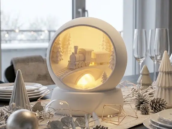 Modern Winter Train snow globe — modelo 3D