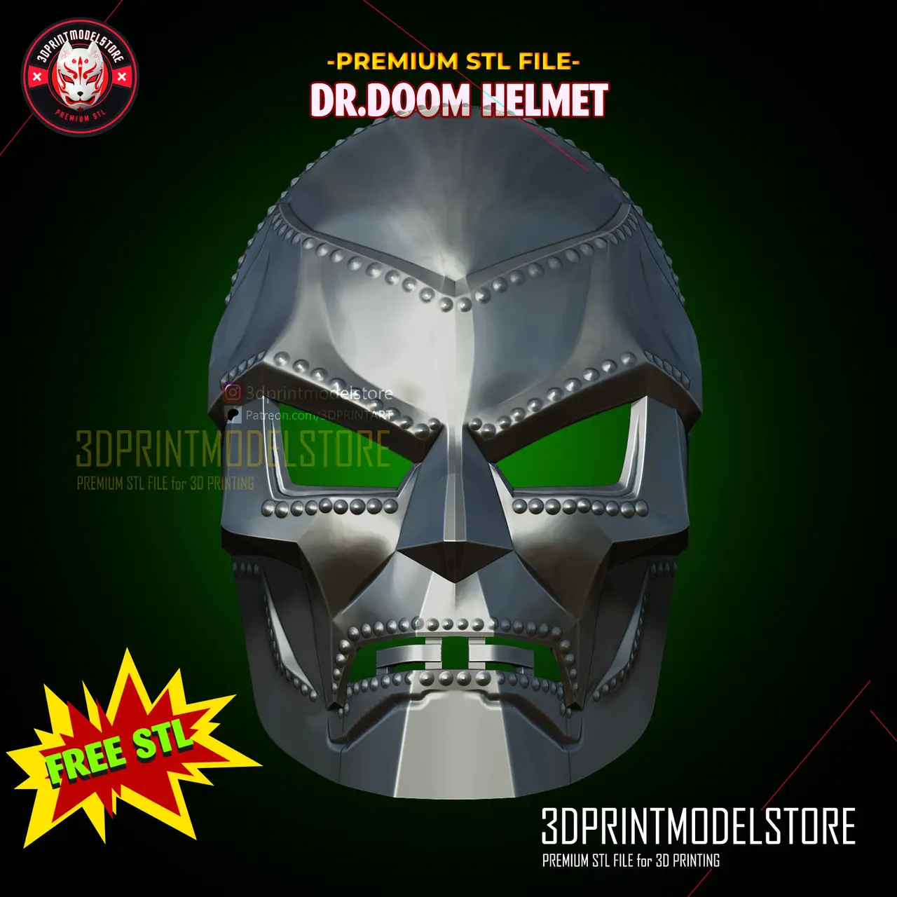Dr Doom Mask FREE STL - Marvel Doctor Doom Helmet - Cosplay Props — modelo 3D