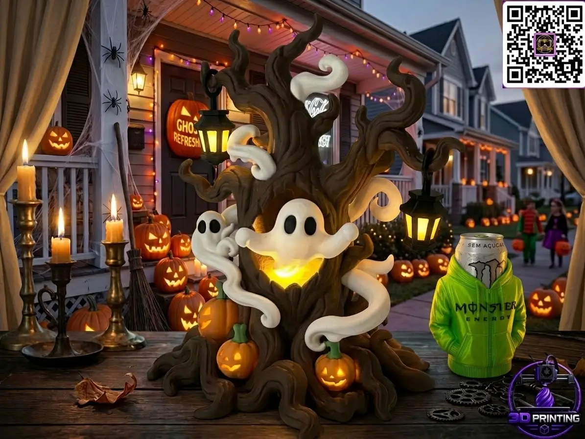 Enchanted Halloween Tree with Ghosts and Pumpkins — modelo 3D