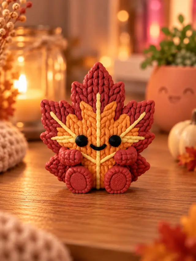 Knitted Maple Leaf - Cozy Autumn Decor — modelo 3D