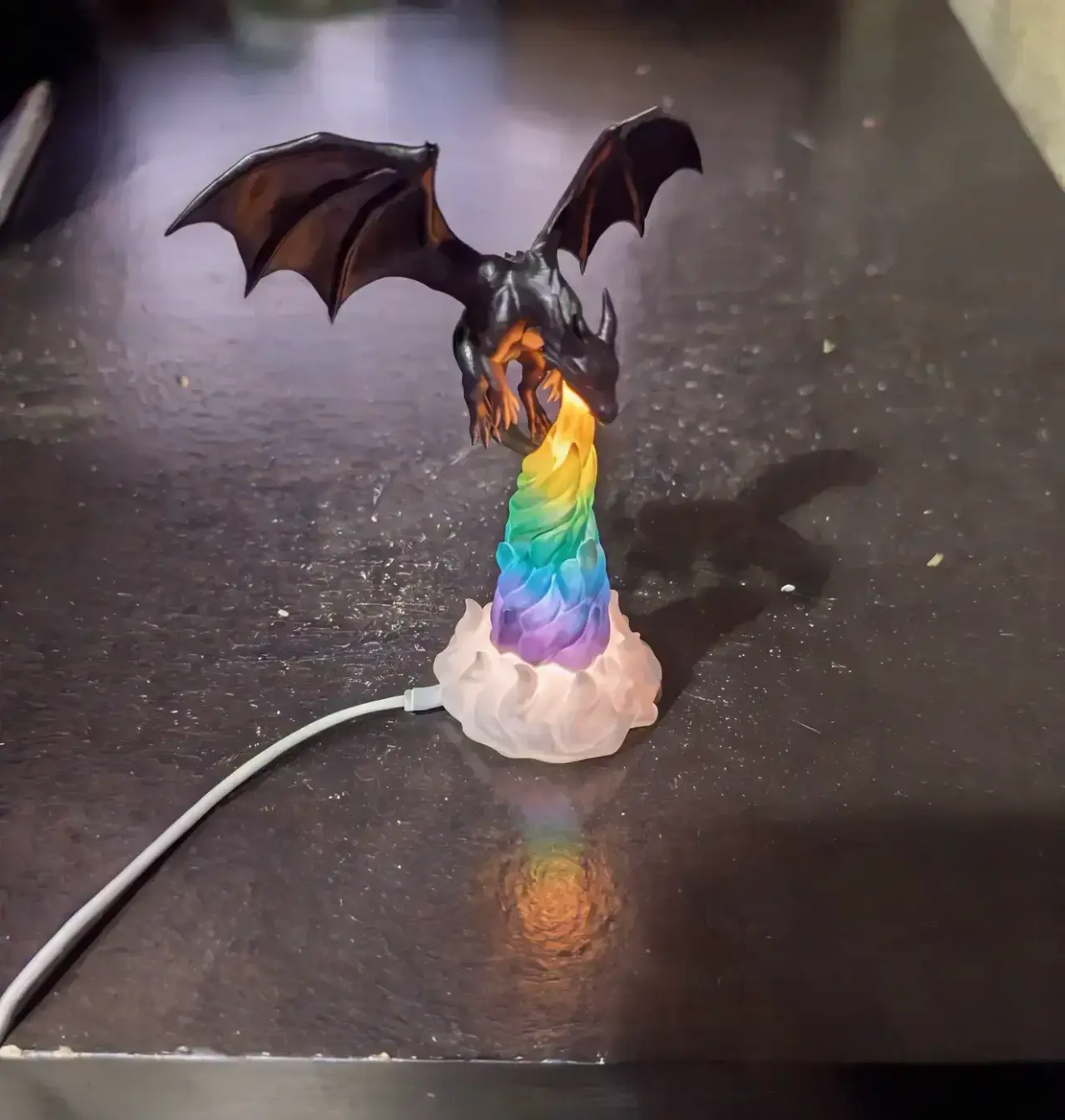 Rainbow Fire Dragon Lamp STL & 3MF – LED Night Light, 3D Printable Fantasy Decor — modelo 3D