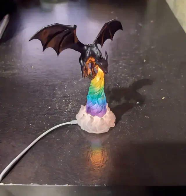 Rainbow Fire Dragon Lamp STL & 3MF – LED Night Light, 3D Printable Fantasy Decor — modelo 3D