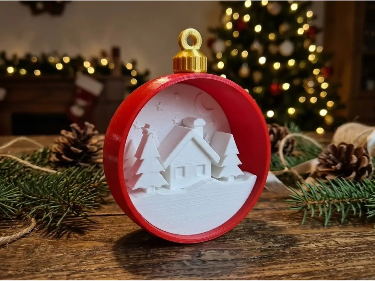 Diorama Bauble with Snowy Cottage — modelo 3D