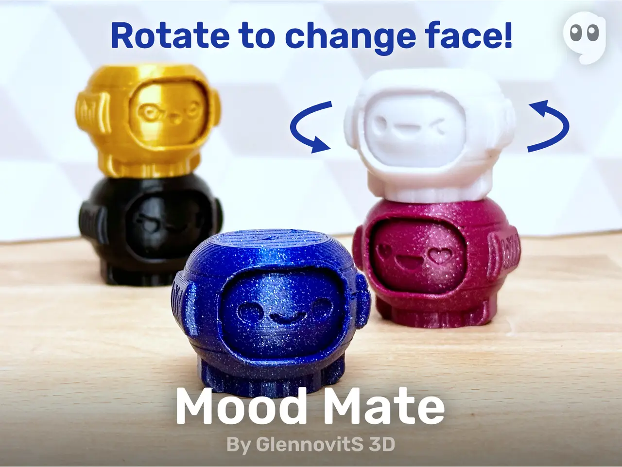Mood Mate (XYZ Calibration - Print-in-place cube alternative + mood changer!) — modelo 3D