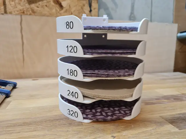 DisKeeper - Modular sanding disk paper storage 125 and 150 mm for wall mount or french cleat — modelo 3D