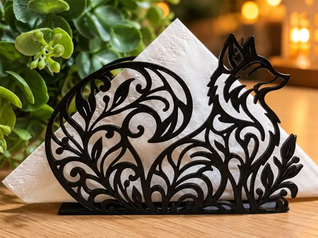Mystic Fox – Ornamental Printed Napkin Holder — modelo 3D