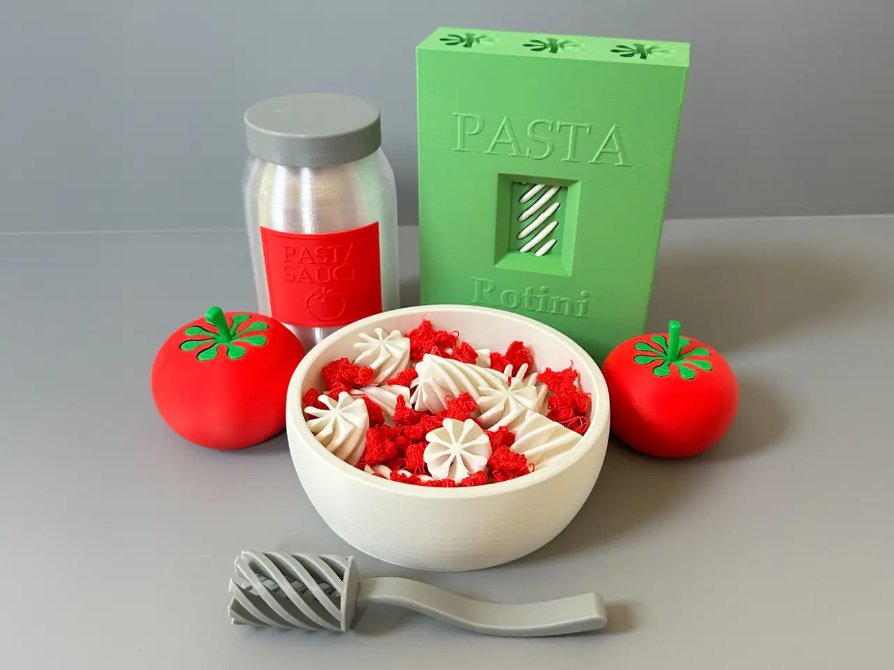 Pasta Playset: Pasta Box,Noodles,Bowl,&Funny Fork — modelo 3D