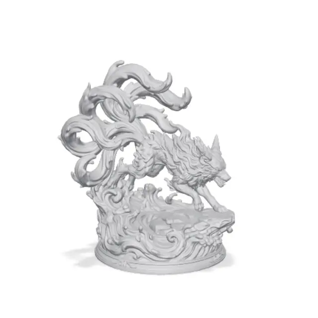 1000+ Minis, Free Kickstarter Sample, Elemental Kitsune Spirit Miniature — modelo 3D
