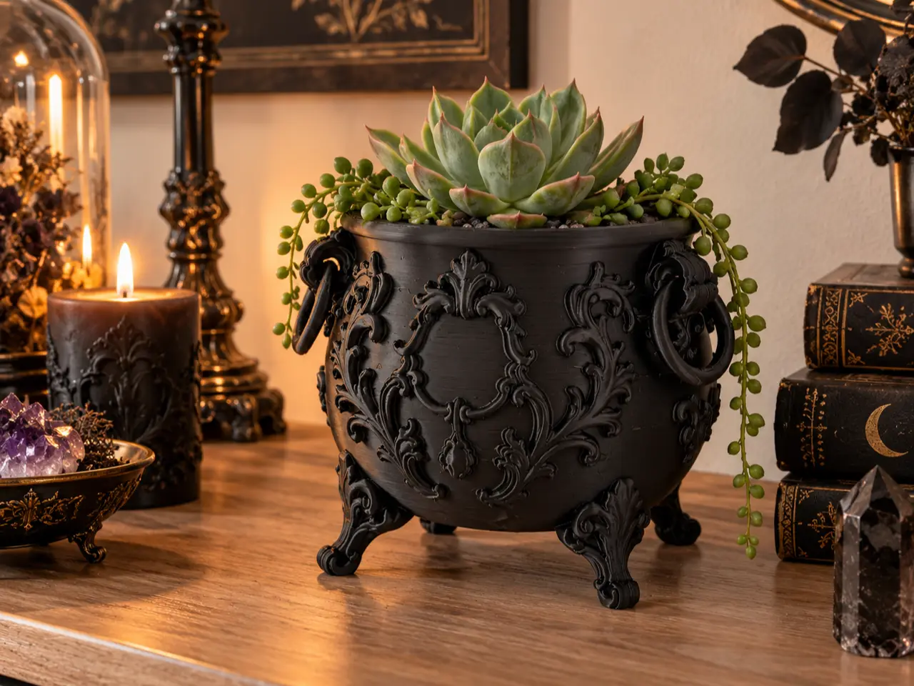 Gothic Baroque Cauldron Planter – Dark Flower Pot — modelo 3D