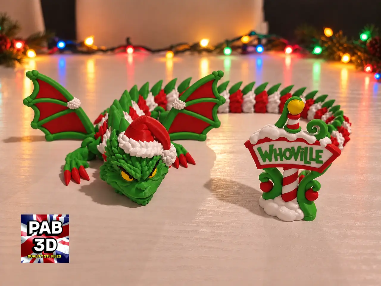 Articulated Grinch themed dragon — modelo 3D
