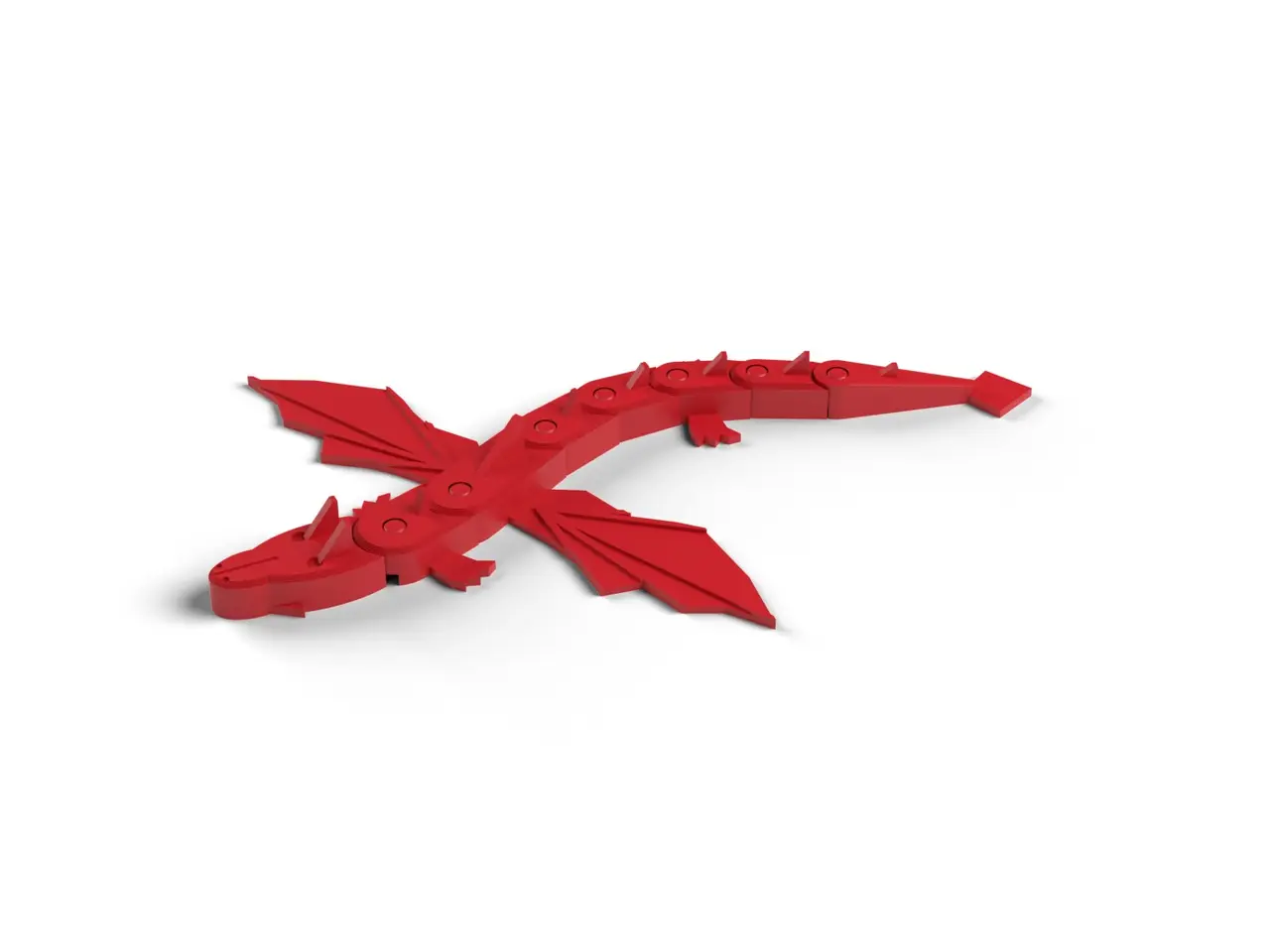 Flexi Dragon - Print in Place Articulated Dragon with Wings, No Supports (OpenSCAD) — modelo 3D