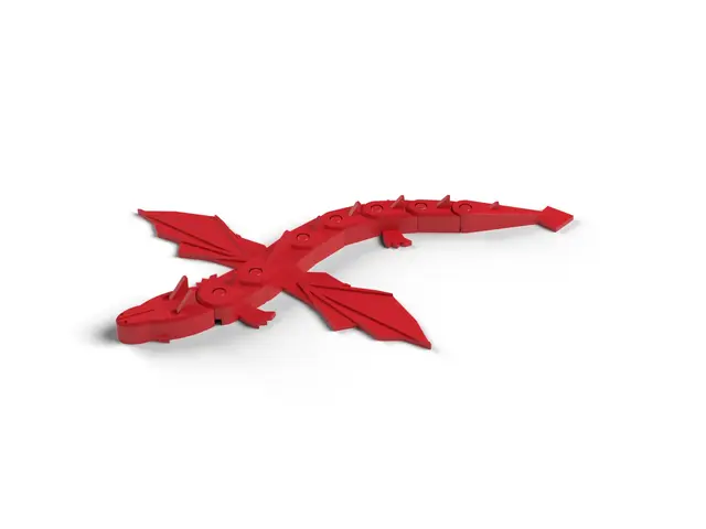 Flexi Dragon - Print in Place Articulated Dragon with Wings, No Supports (OpenSCAD) — modelo 3D