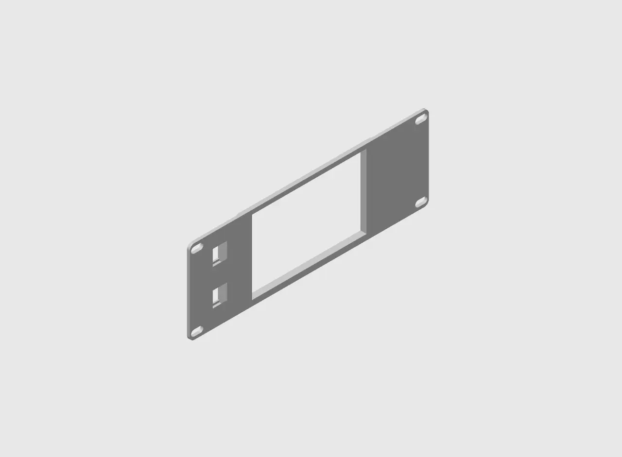 2U Elcrow 5-inch Display Panel with 2 Keystone Ports for 10-inch Racks — modelo 3D