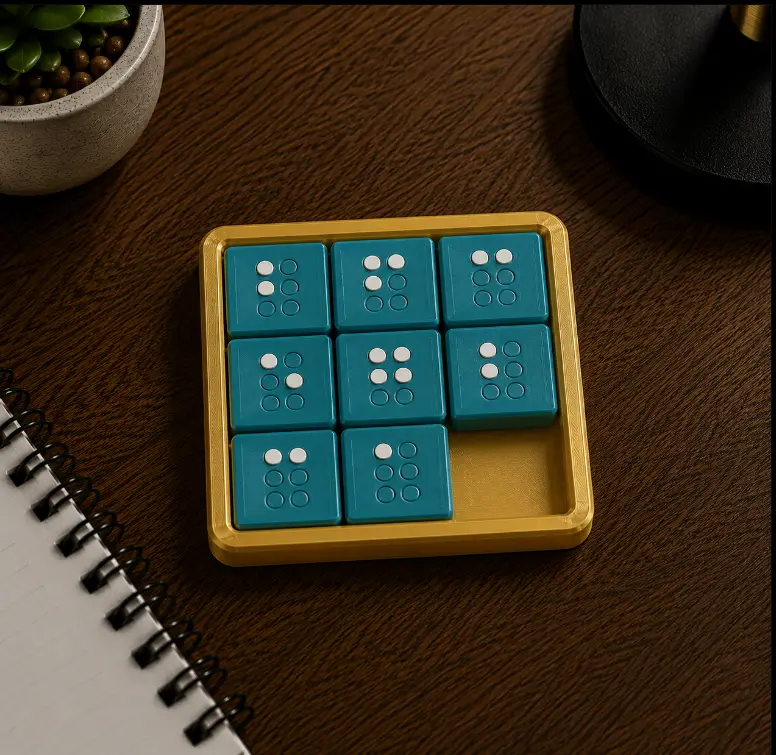 BrailleSlide – 3D Printed Sliding Puzzle.3mf — modelo 3D