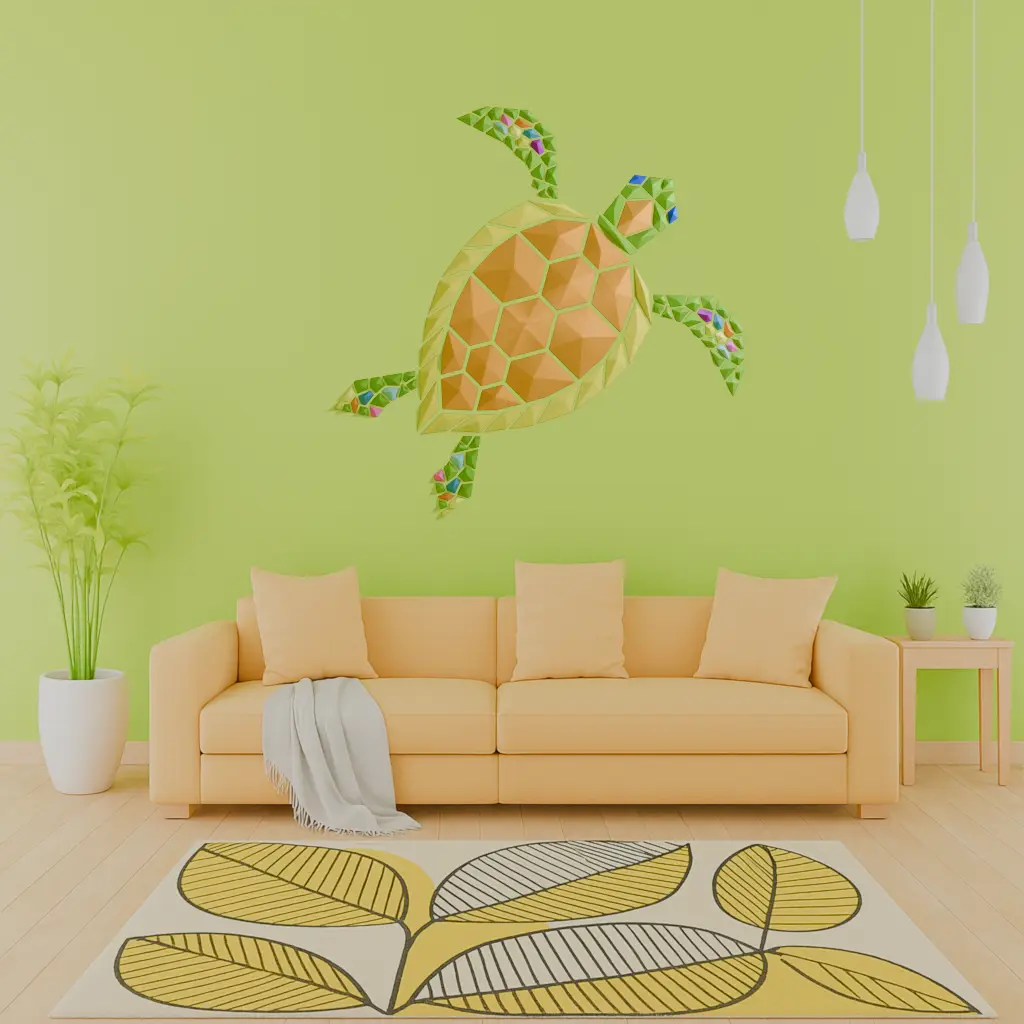 Geometric Sea Turtle wall art — modelo 3D