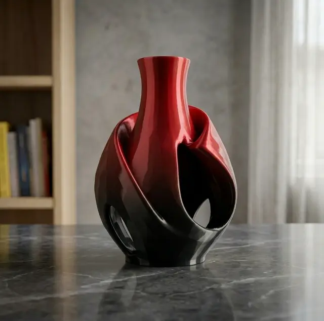 Organic Sculptural Modern Vase – Dual-Layer Geometric Design Avant-Garde — modelo 3D