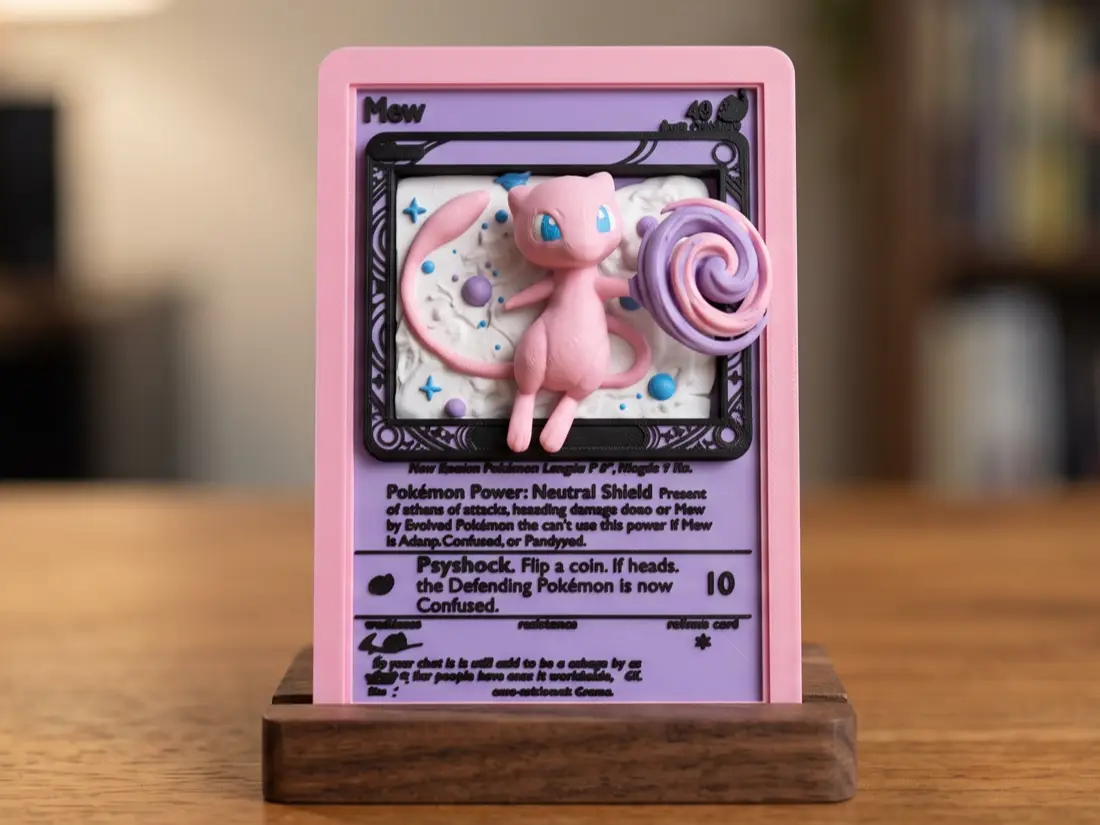 Mew Pokémon TCG 3D Relief Card – Multicolor PLA — modelo 3D