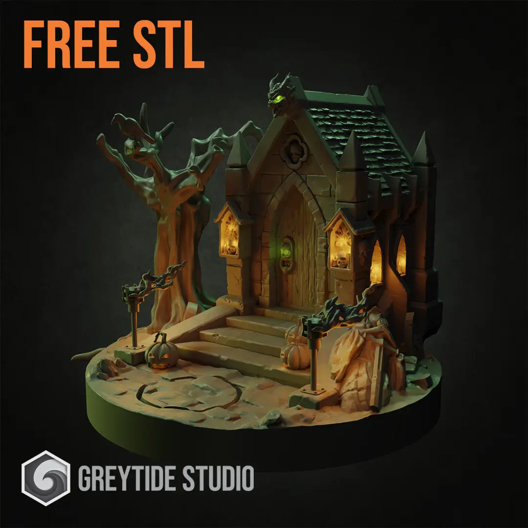 Halloween diorama, pumpkin head and more for 28 mm / 32 mm miniatures — modelo 3D