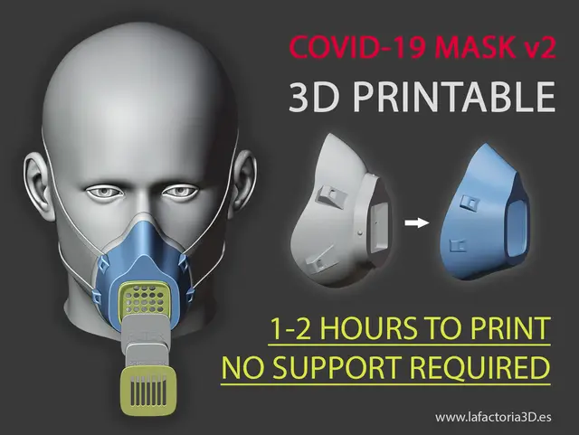 COVID-19 MASK v2 (Fast print, no support, filter required) — modelo 3D