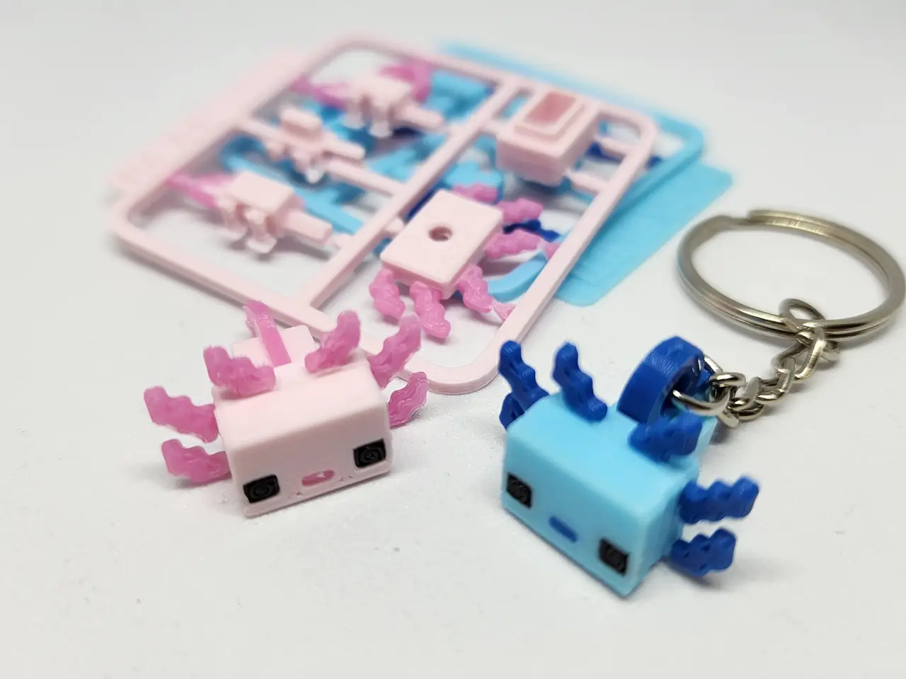 Minecraft-inspired Axolotl Mini Figure Kit Card/ Keychain — modelo 3D